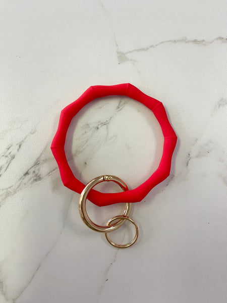 Bamboo Silicone Keyring/Bracelet- Red