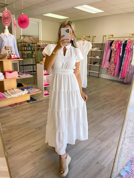 Graceful Puff Sleeve Off White Maxi