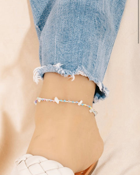 Seed Beaded Shell Anklet