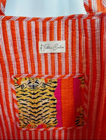 Large Quilted Tote Bag- Tiger Orange/Pink