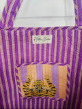 Large Quilted Tote Bag- Tiger Purple