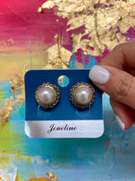 Dome Clip Earrings- Pearl